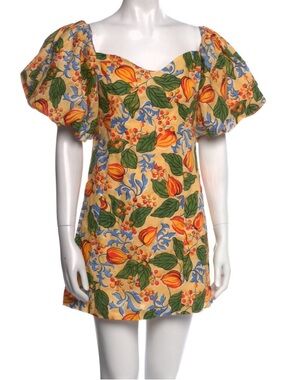 RHODE Dali floral and orange linen mini dress